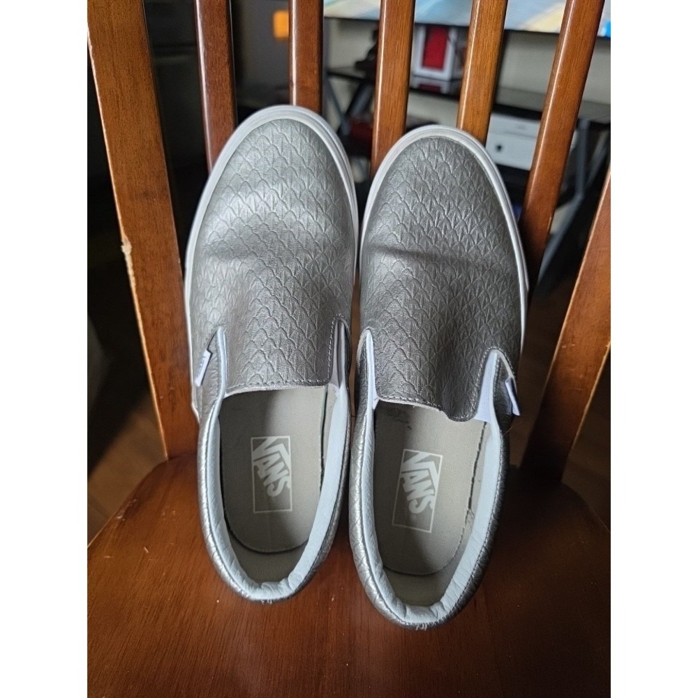 Vans Classic Slip On Embossed Suede Frost Gray Men's Size 8.5 Women's Size 10